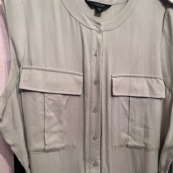 XXL Simply Vera Vera Wang khaki sleeveless wide leg utility jumpsuit. NWOT - Picture 5 of 9